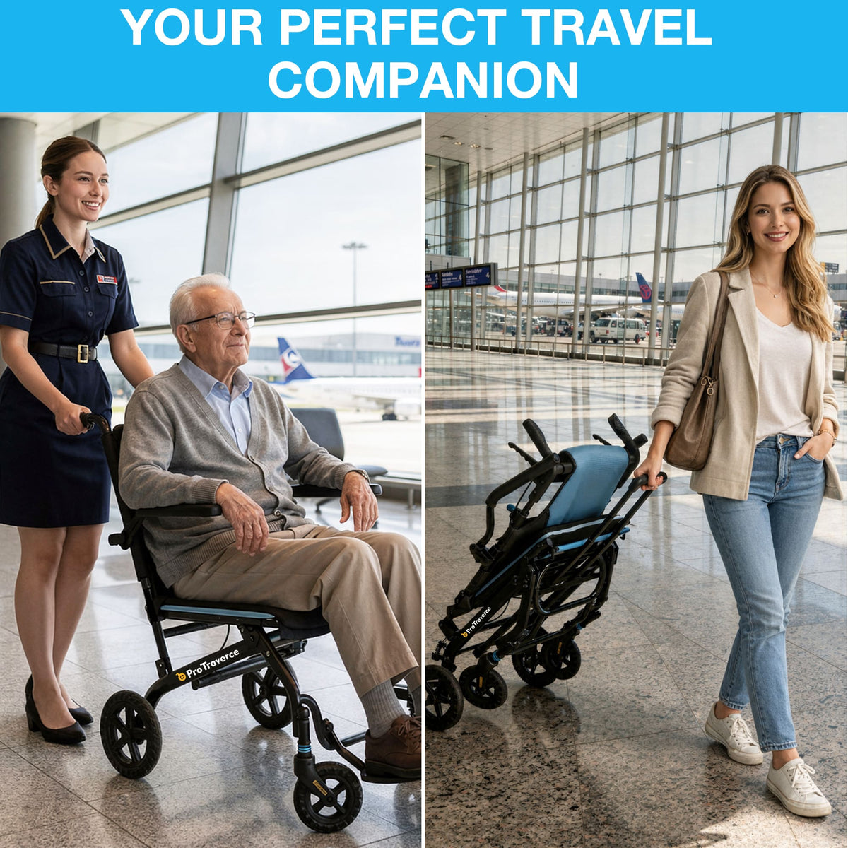 Ultra-Lightweight Portable Transport Wheelchair for Adults