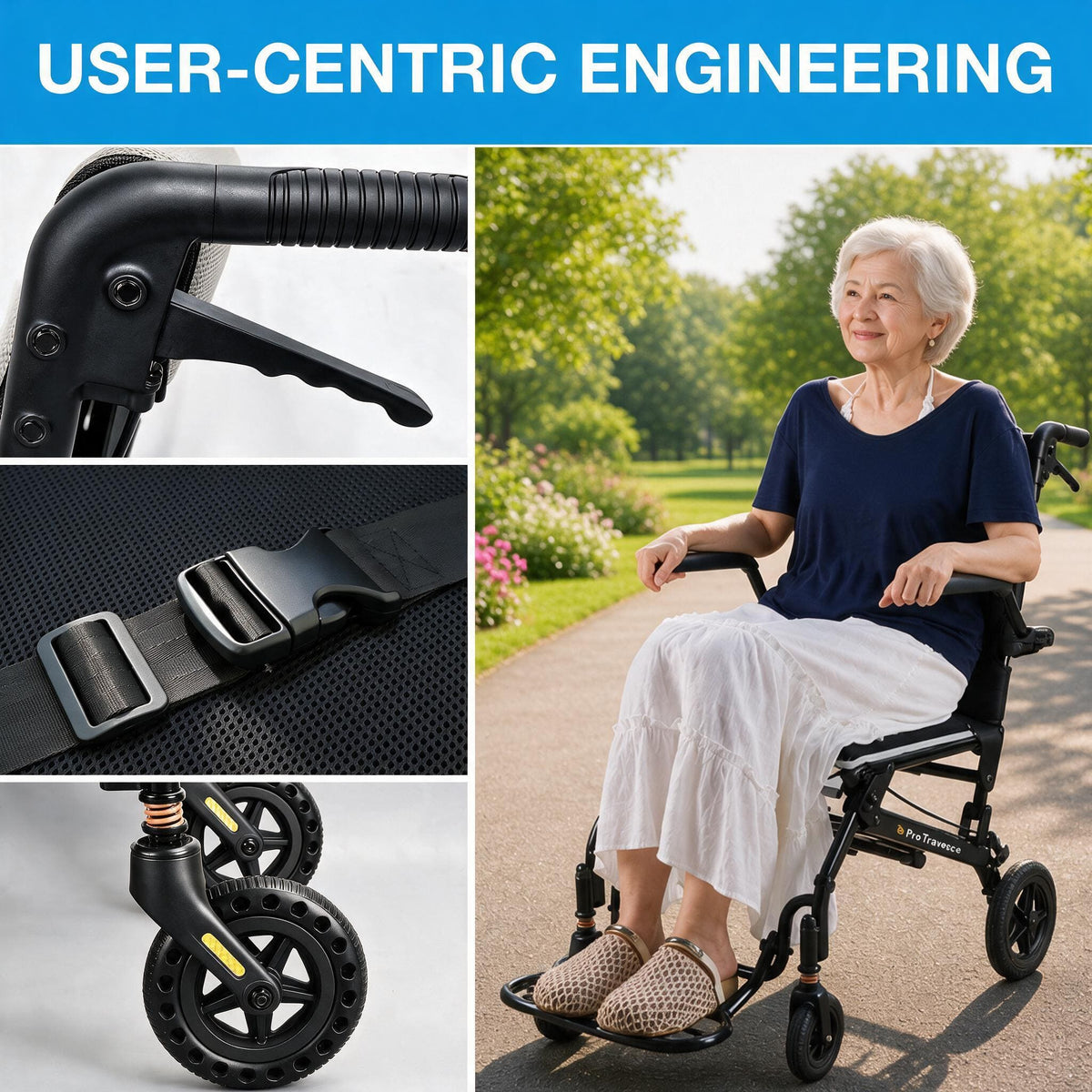 Ultra-Lightweight Portable Transport Wheelchair for Adults