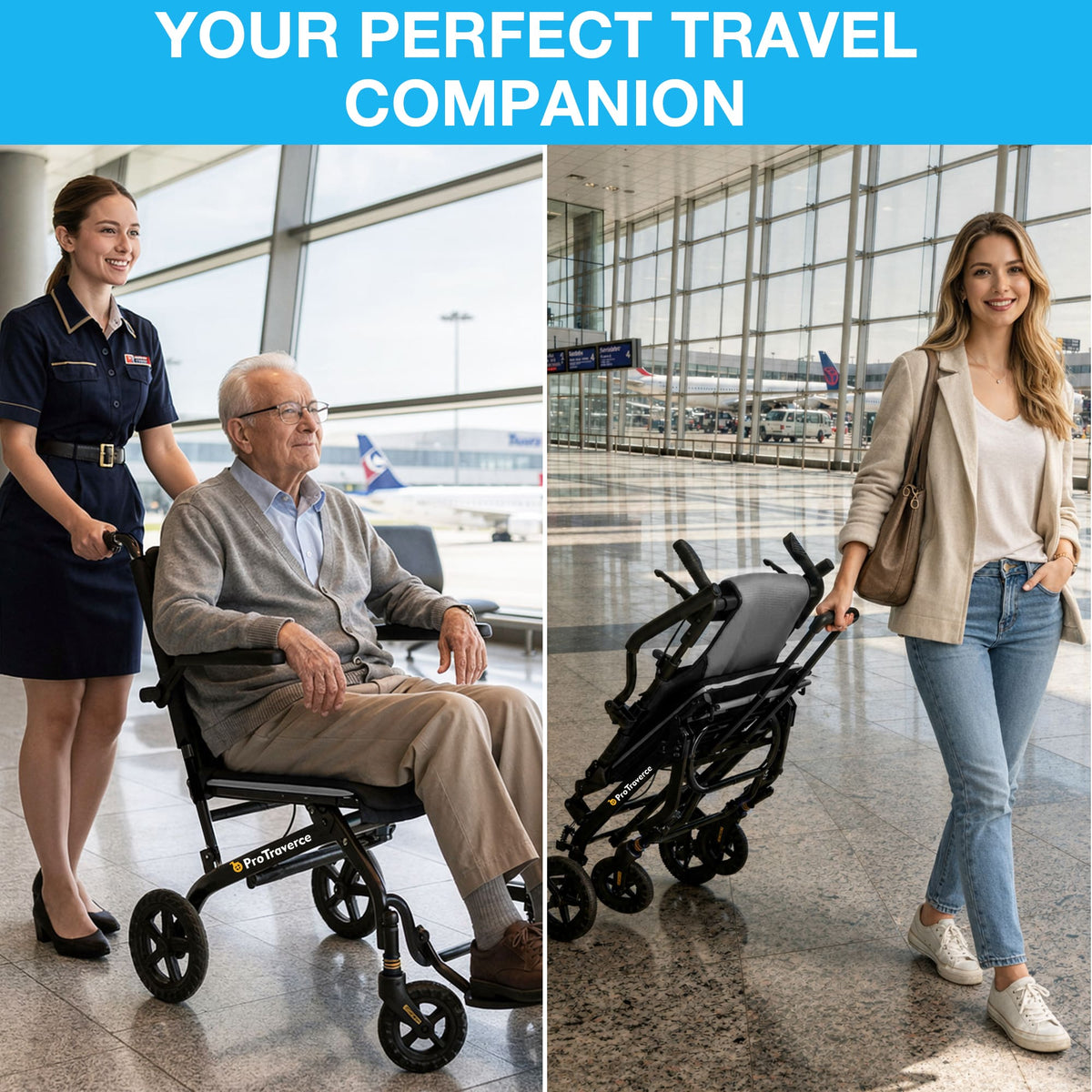 Ultra-Lightweight Portable Transport Wheelchair for Adults