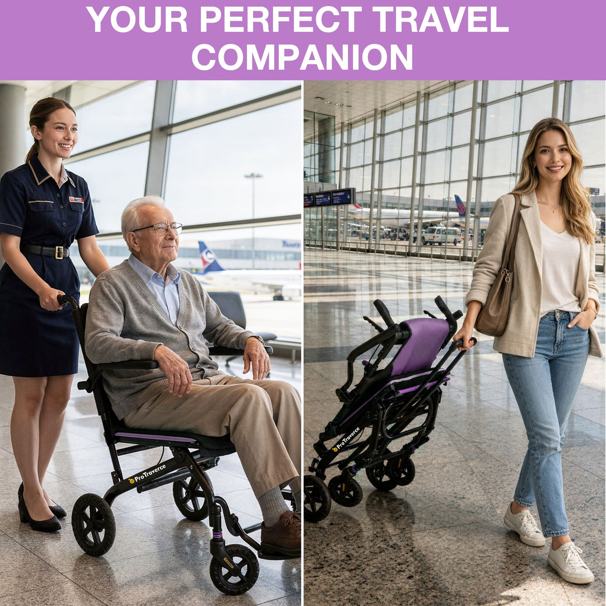 Ultra-Lightweight Portable Transport Wheelchair for Adults