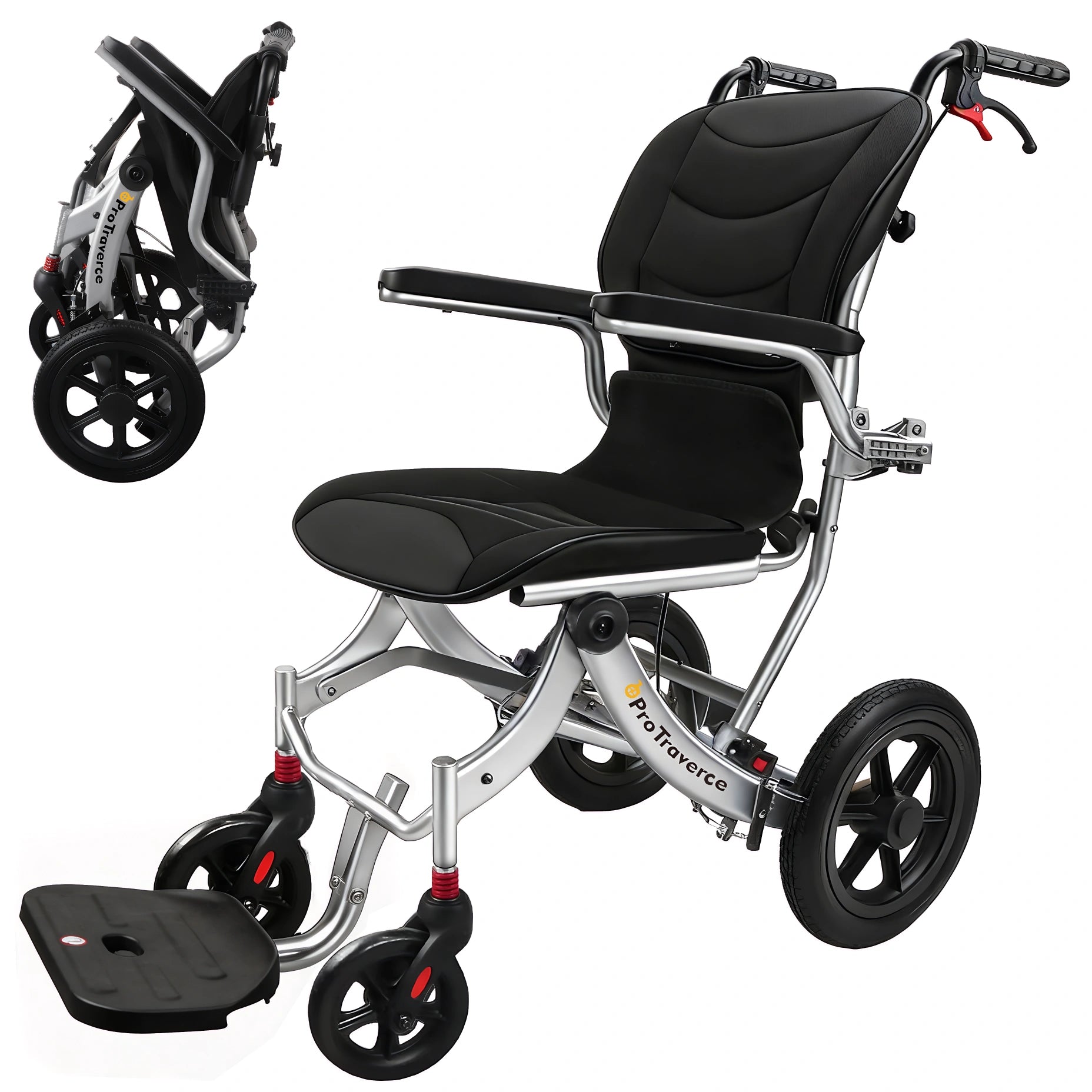 Lightweight Foldable Wheelchair for Adults with 12" Wheels