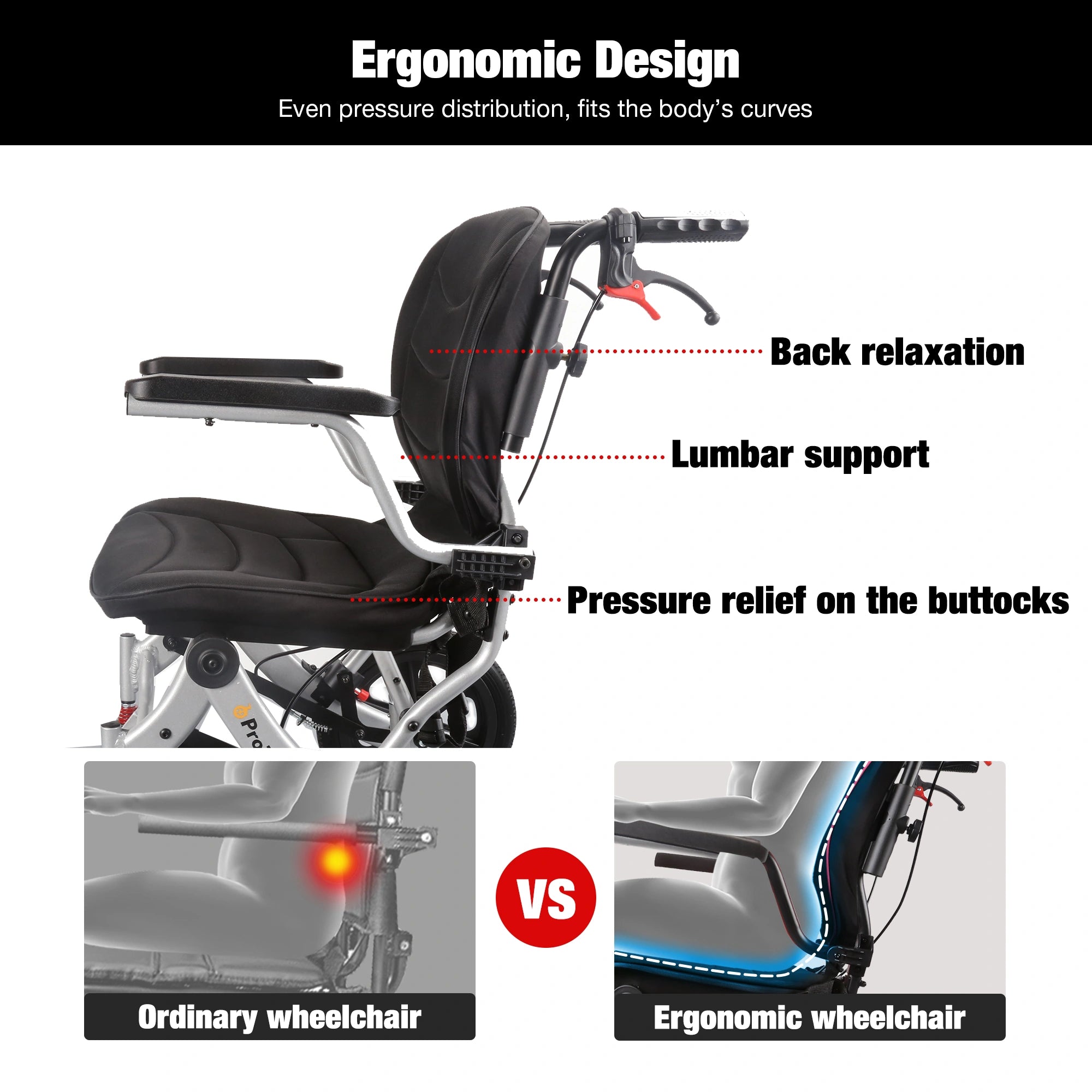 Lightweight Foldable Wheelchair for Adults with 12" Wheels