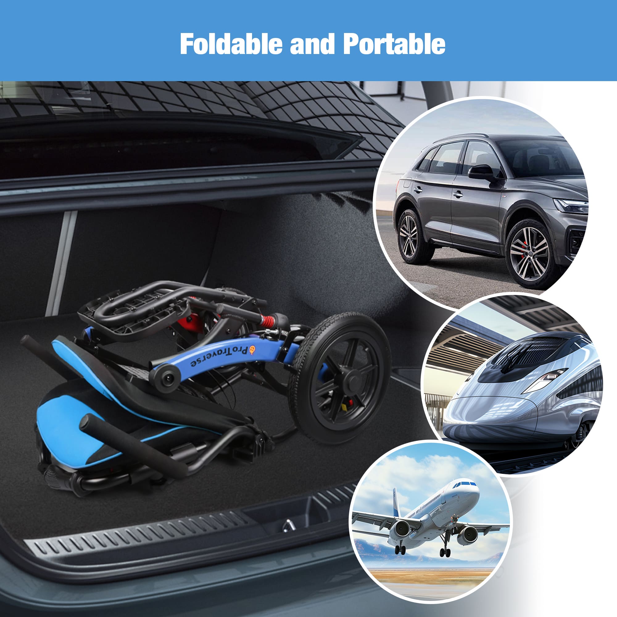 foldable transport wheelchair in a trunk