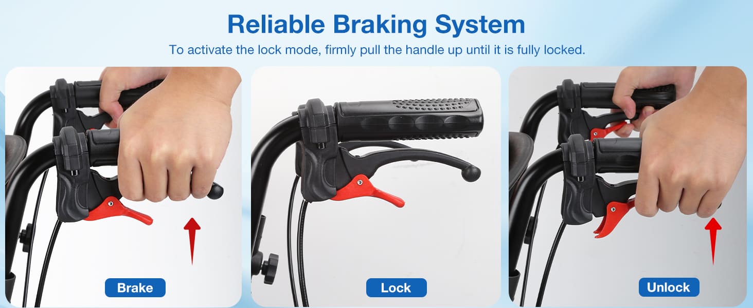 transport wheelchair with reliable braking system#a04 orange pc