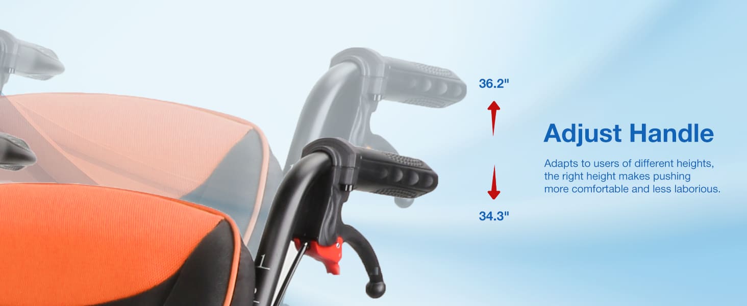 transport wheelchair with adjustable handle#a04 orange pc