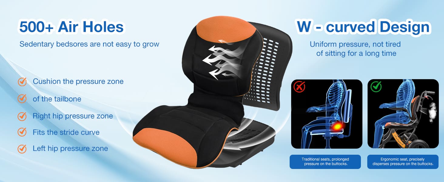 transport wheelchair with breathable fabrics#a04 orange pc