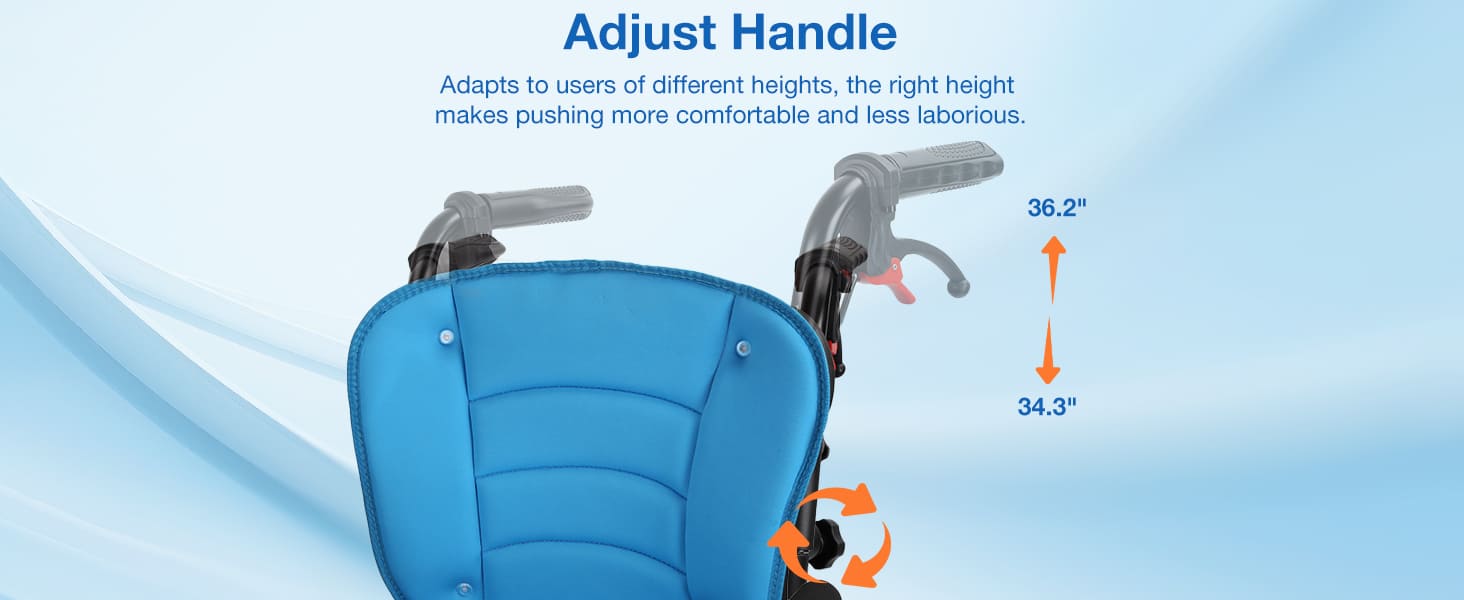 transport wheelchair with adjustable handle#a05 blue pc