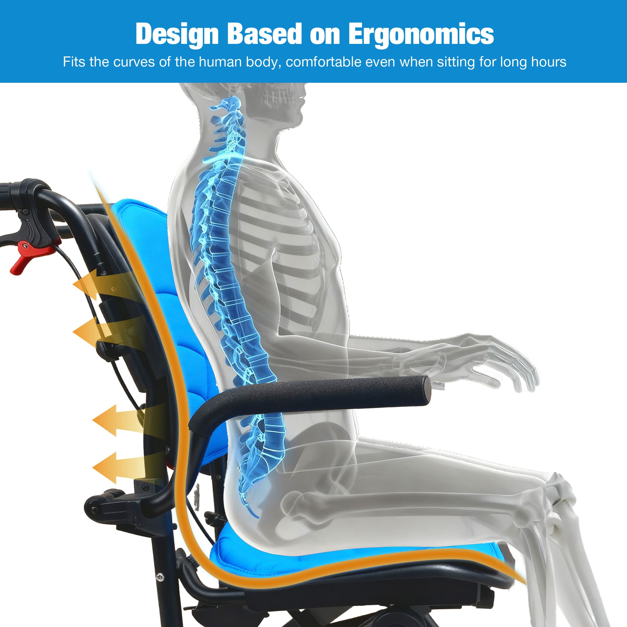 transport wheelchair designed on ergonomics#a05 blue