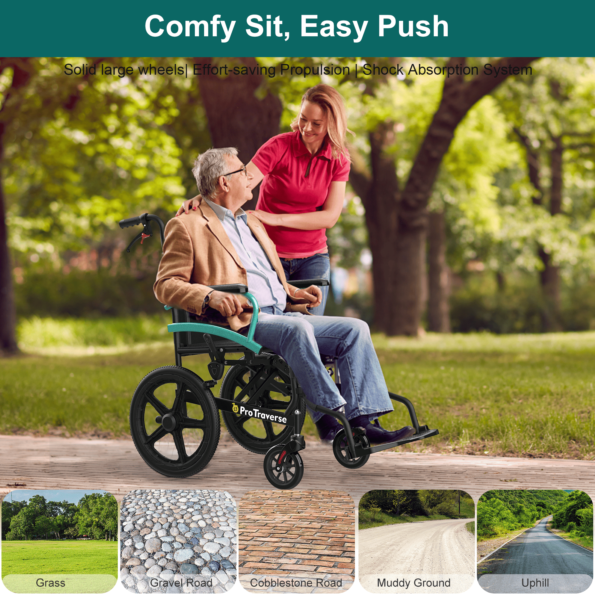 all terrain transport wheelchair#a08 green