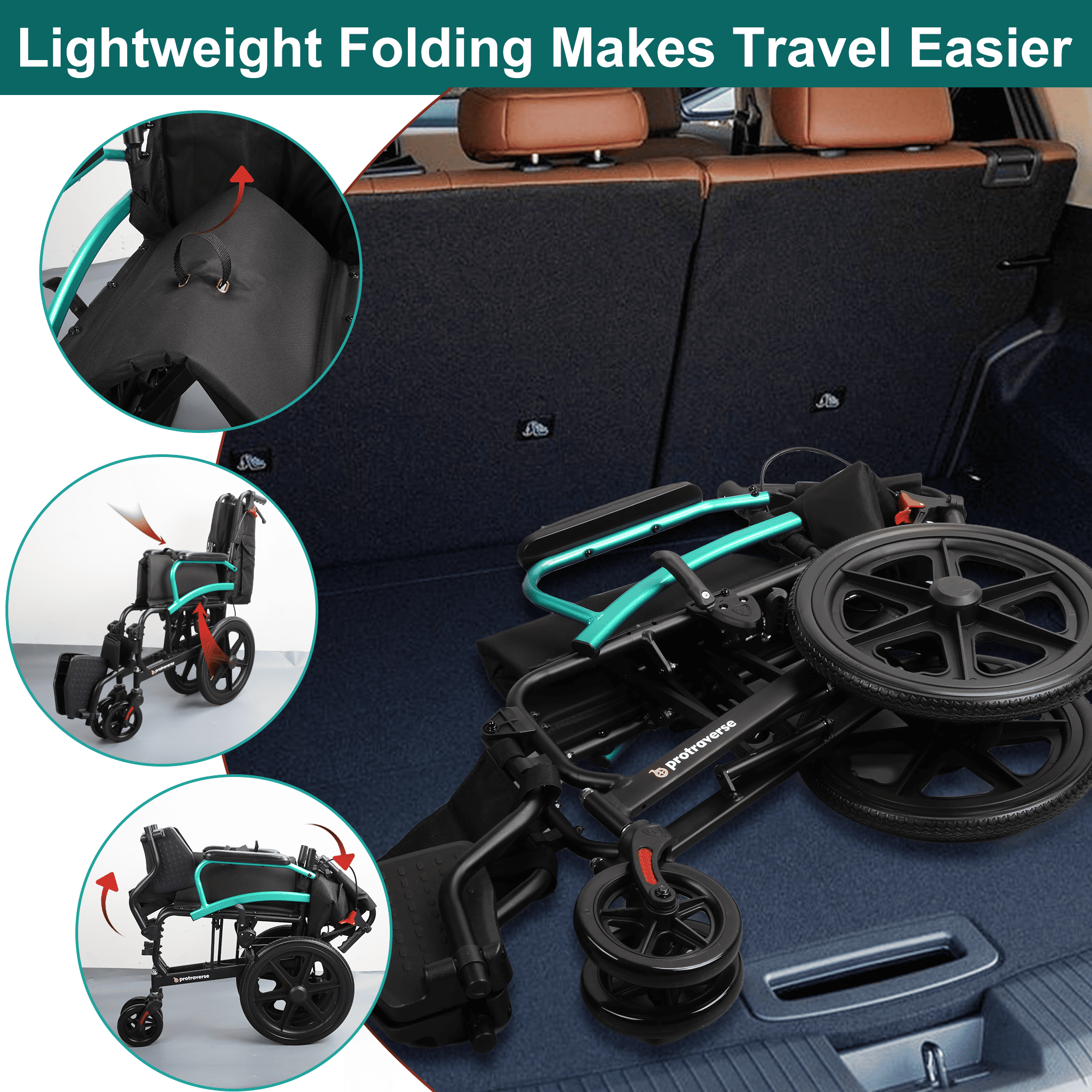 folding transport wheelchair#a08 green