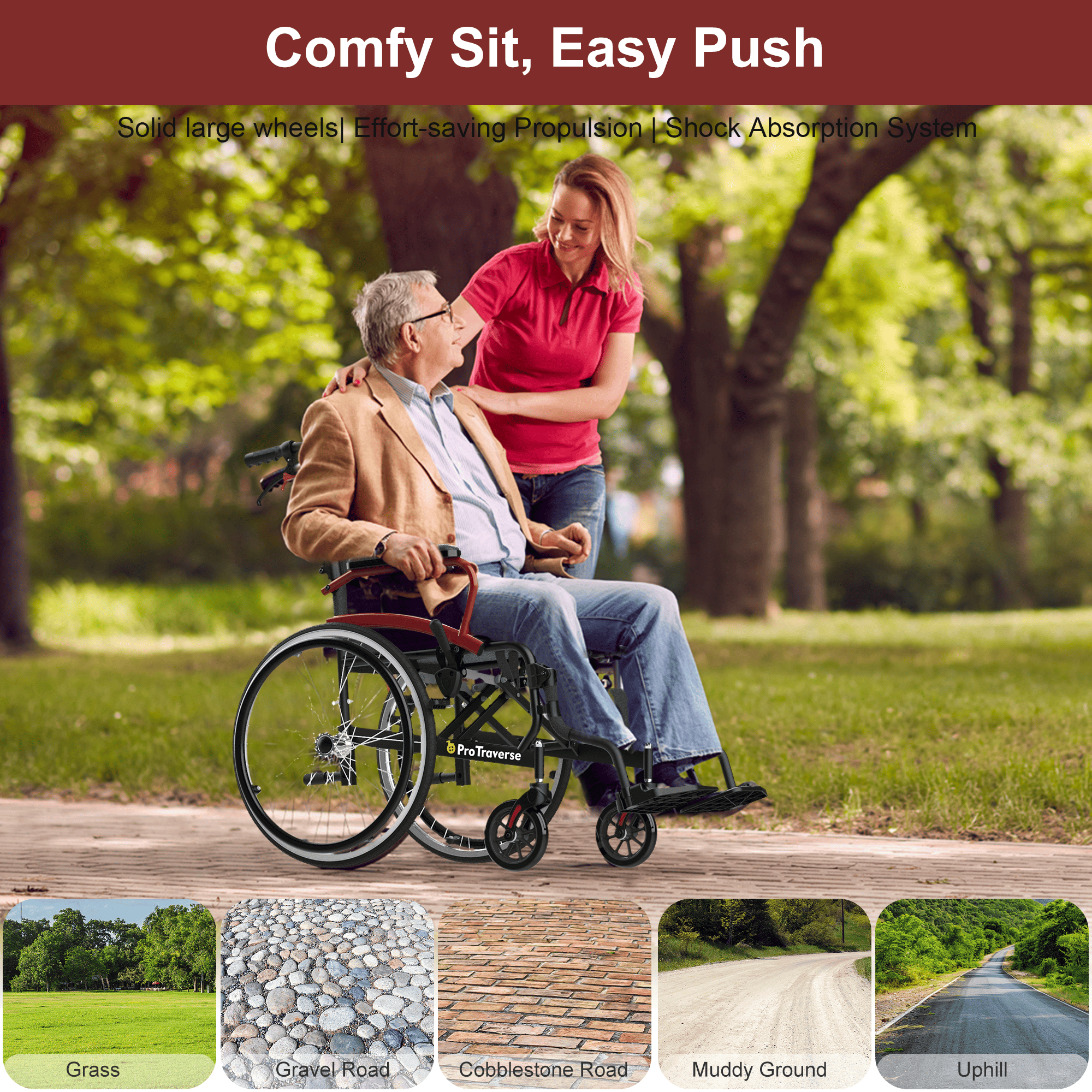 manual all terrain wheelchair#a08s red