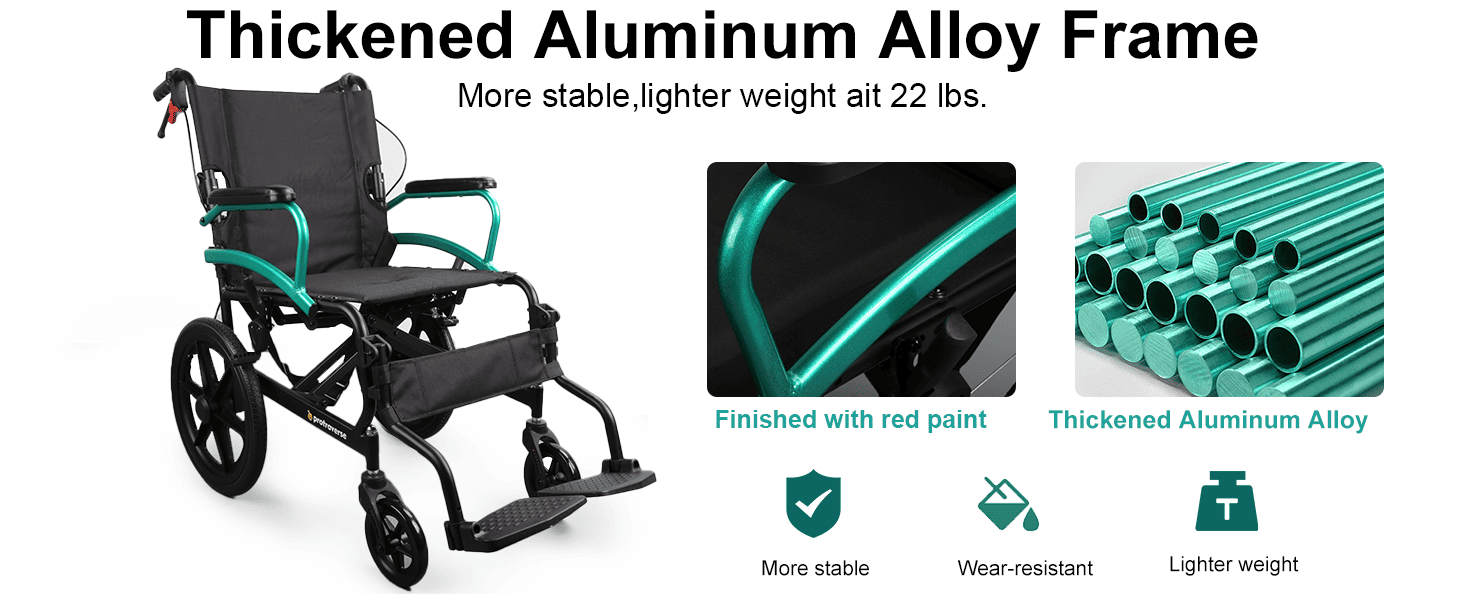 aluminum transport wheelchair#a08 green pc