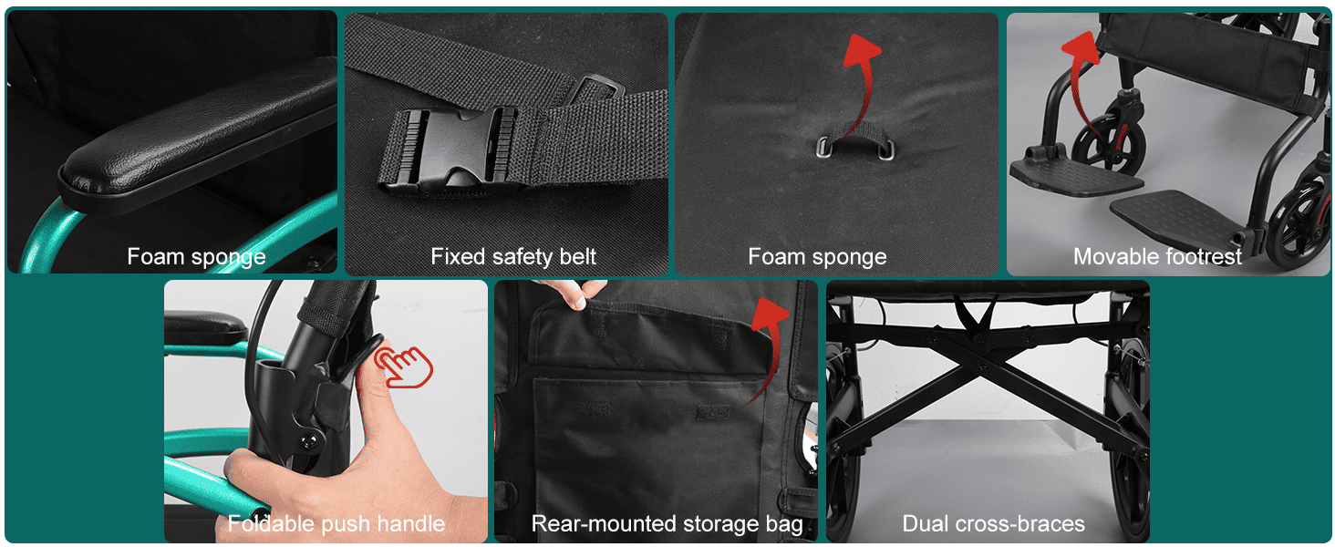 safe transport wheelchair#a08 green pc