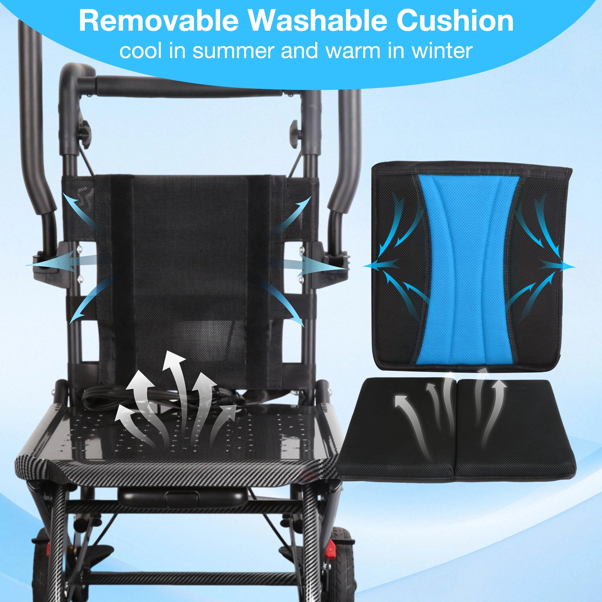 Lightweight Foldable Transport Wheelchair for Adults, Travel Chair