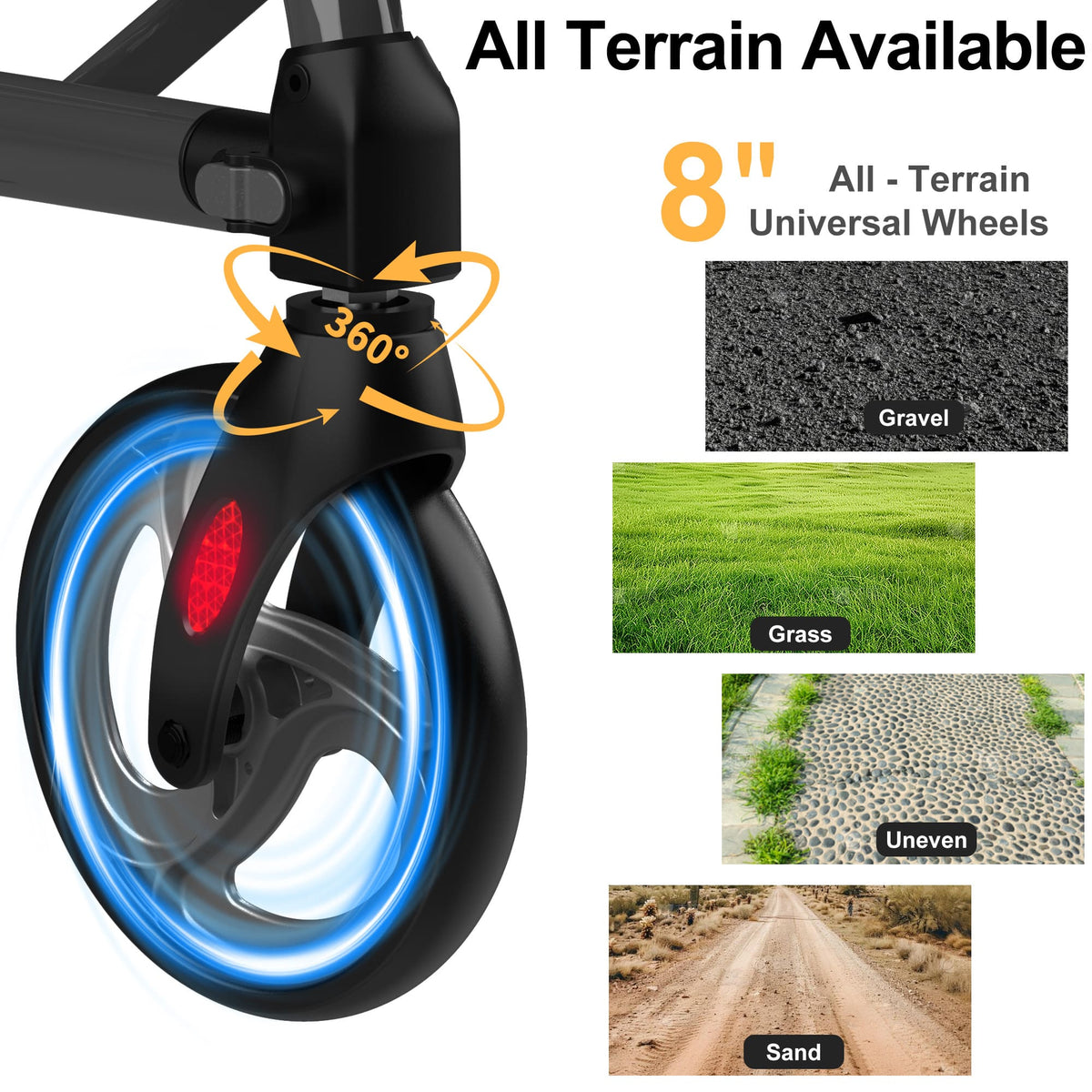 all terrain rollator with 8 inch wheels#ar80 black