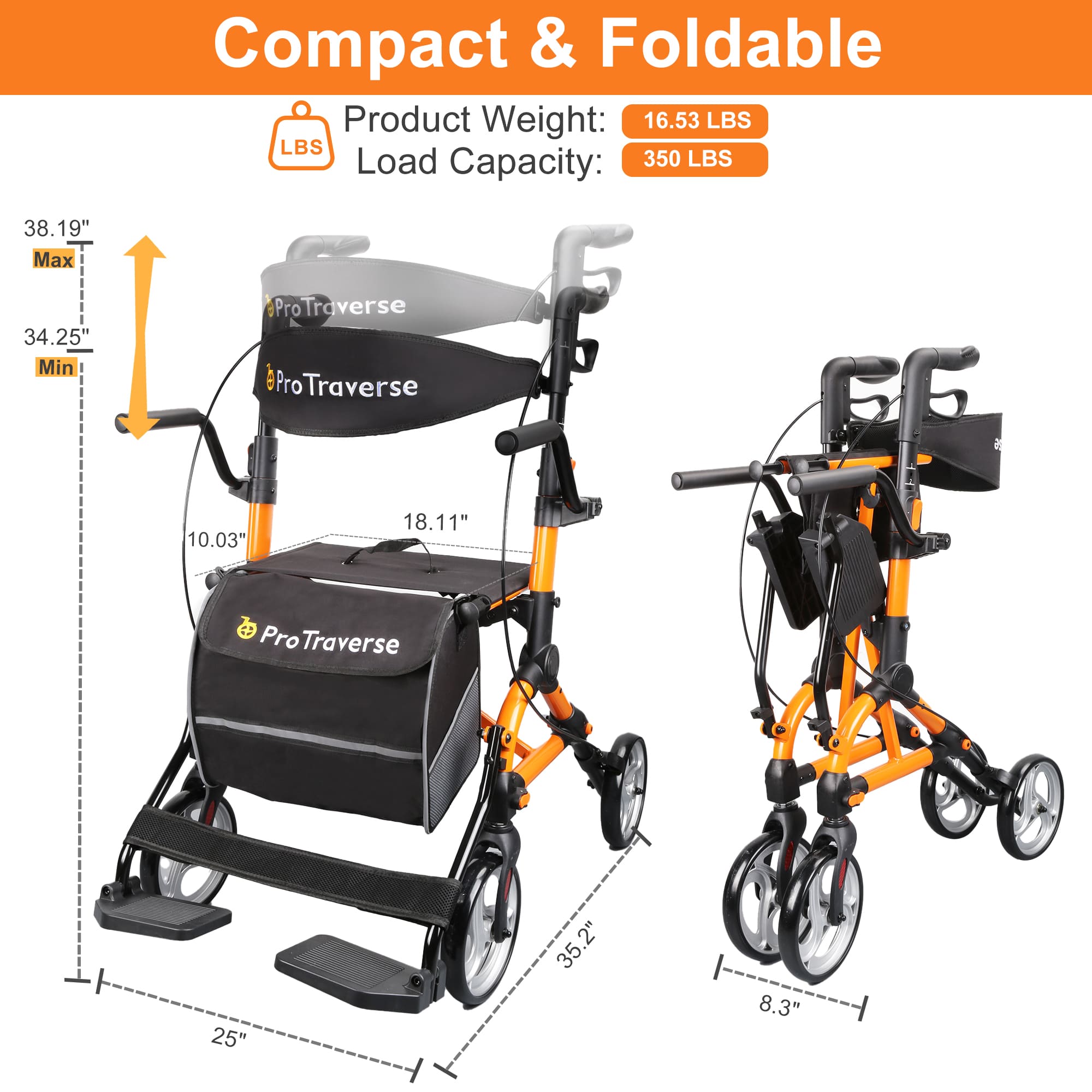 rollator height adjustment#ar80 orange