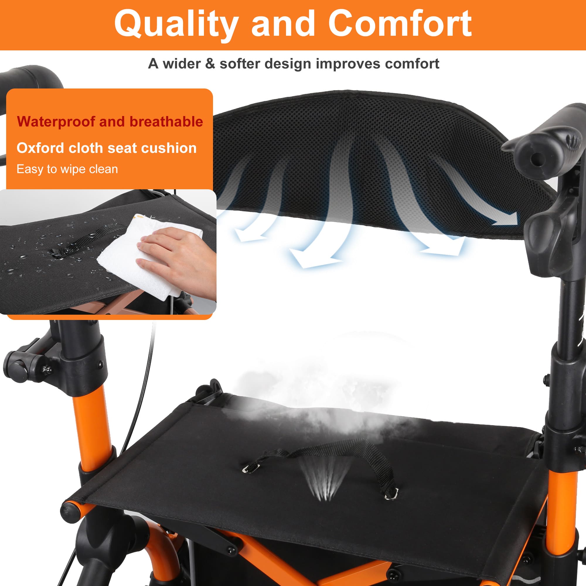 waterproof and breathable rollator#ar80 orange
