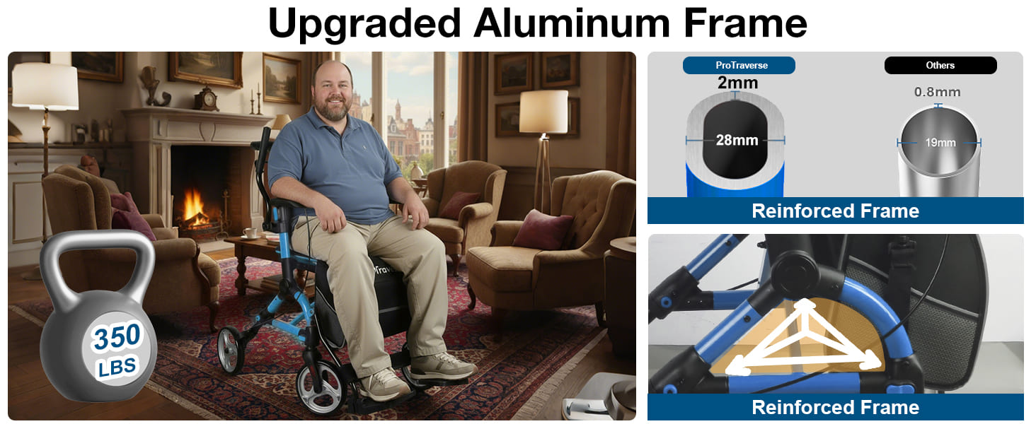 aluminum rollator walker with seat#ar80 blue pc