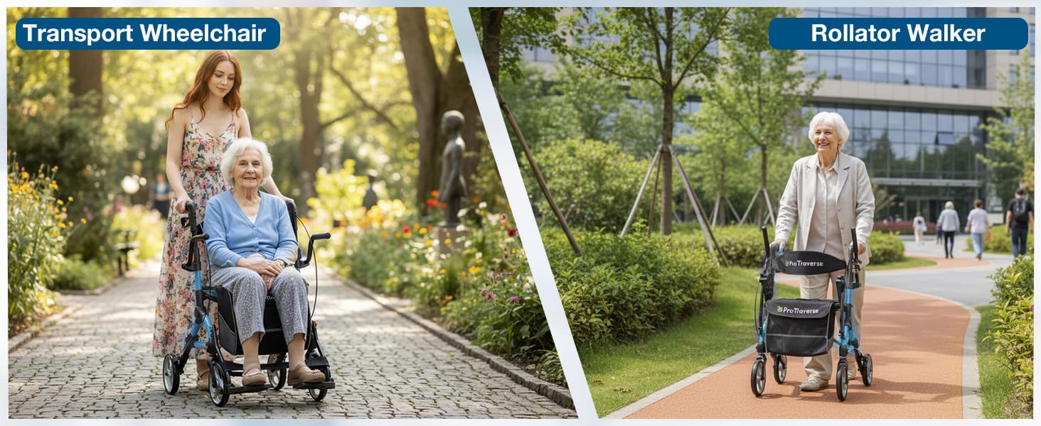 rollator walker and transport wheelchair for elderly#ar80 blue pc