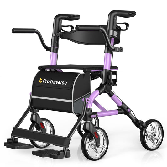 2-in-1 Rollator Walker & Wheelchair for Seniors – Foldable, Seat, Cup Holder