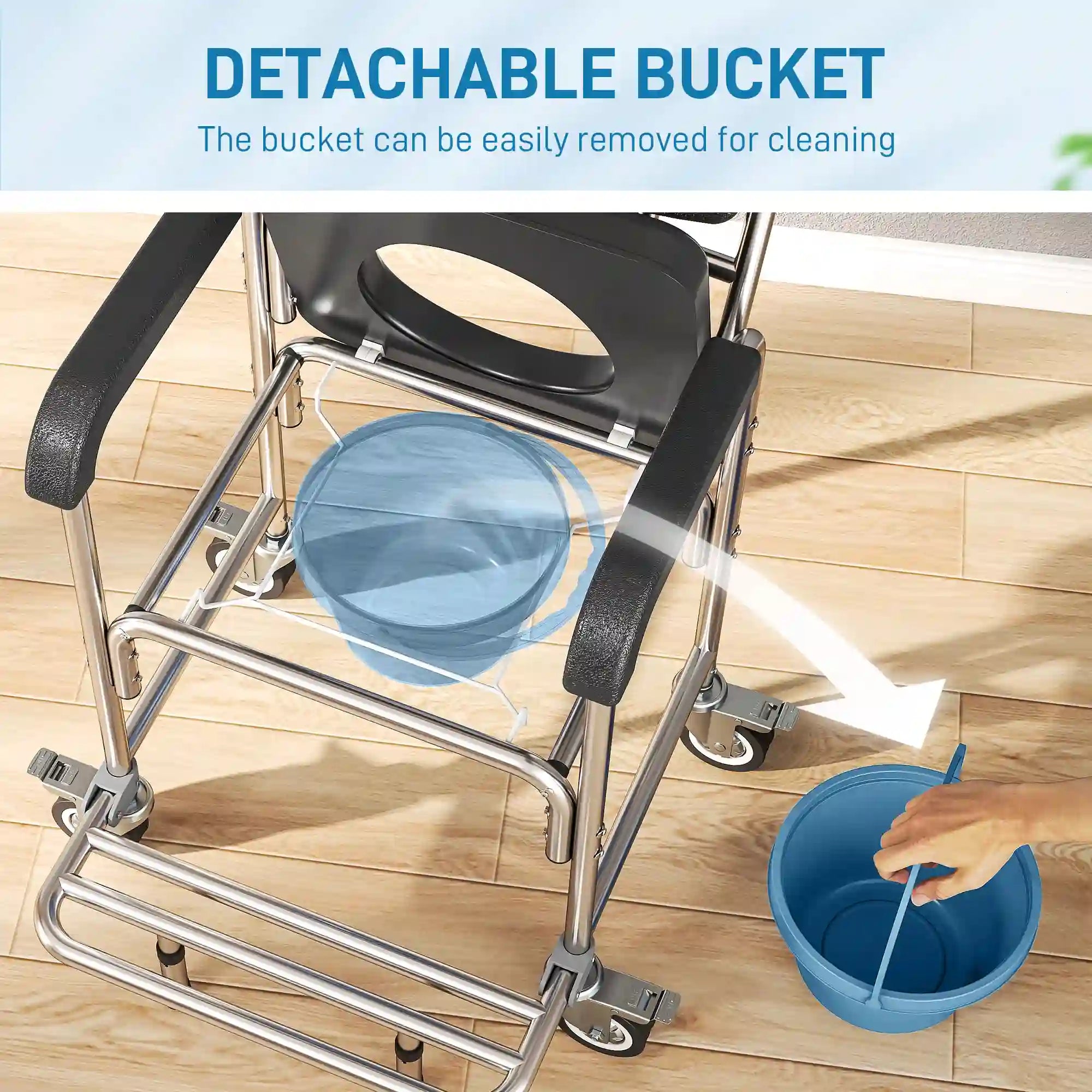 Shower Commode Wheelchair 3-in-1 for Home Care, 330 lb Capacity & Wheels