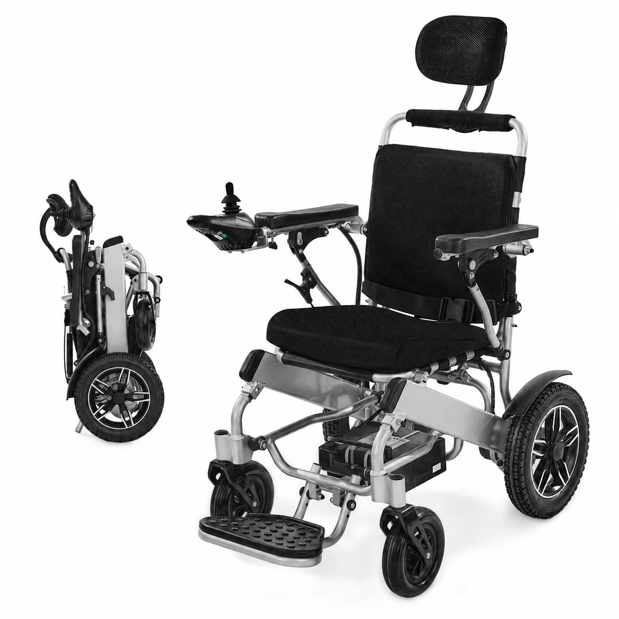 foldable electric wheelchair for adults with lightweight aluminum alloy frame