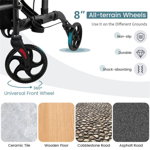 2-in-1 Rollator Walker & Wheelchair for Seniors
