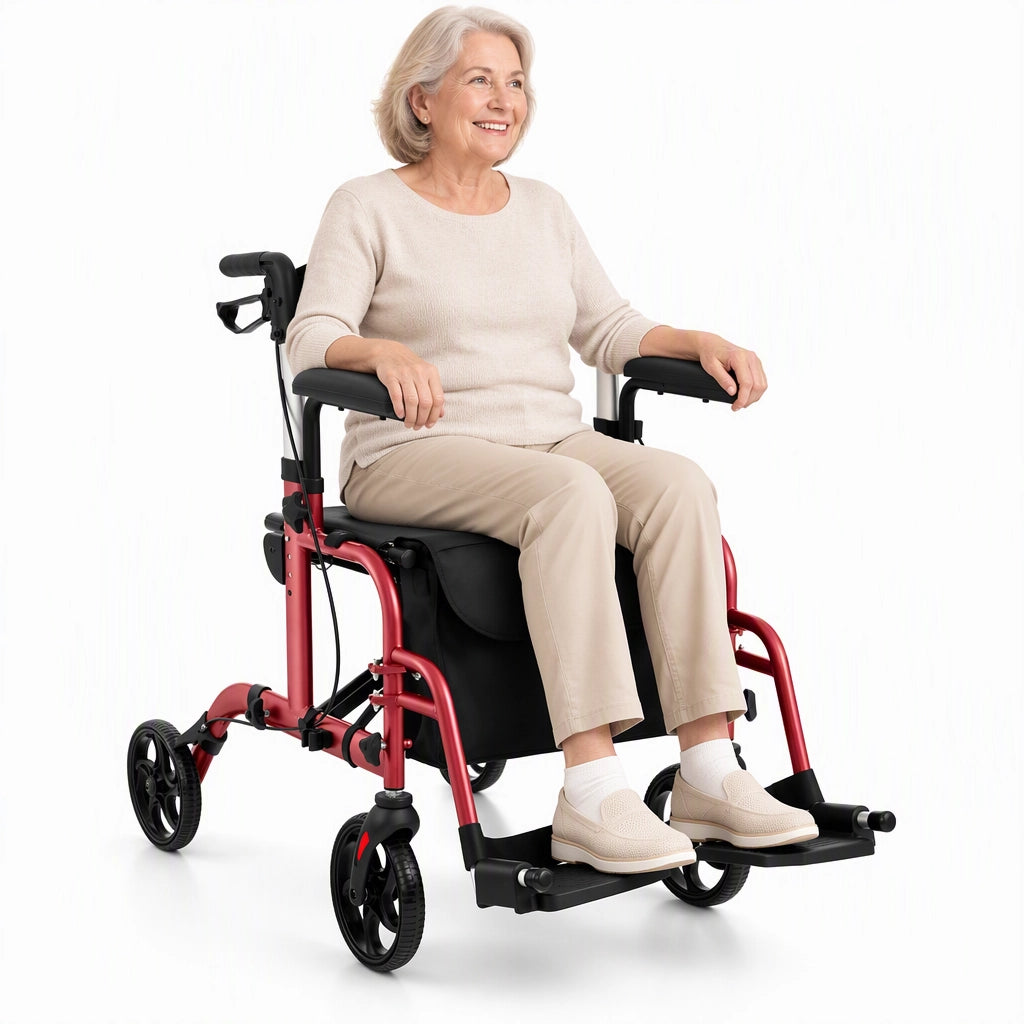 2-in-1 Rollator Walker & Wheelchair for Seniors