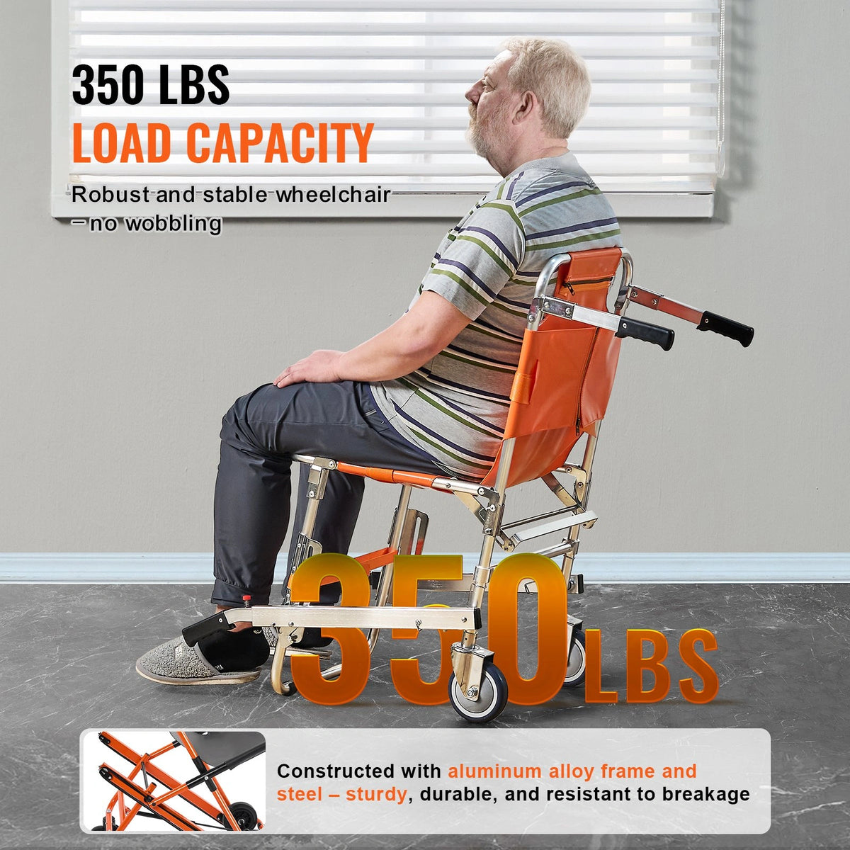 Foldable Stair Chair, Emergency Stair Stretcher Chair 350.5 lbs Capacity