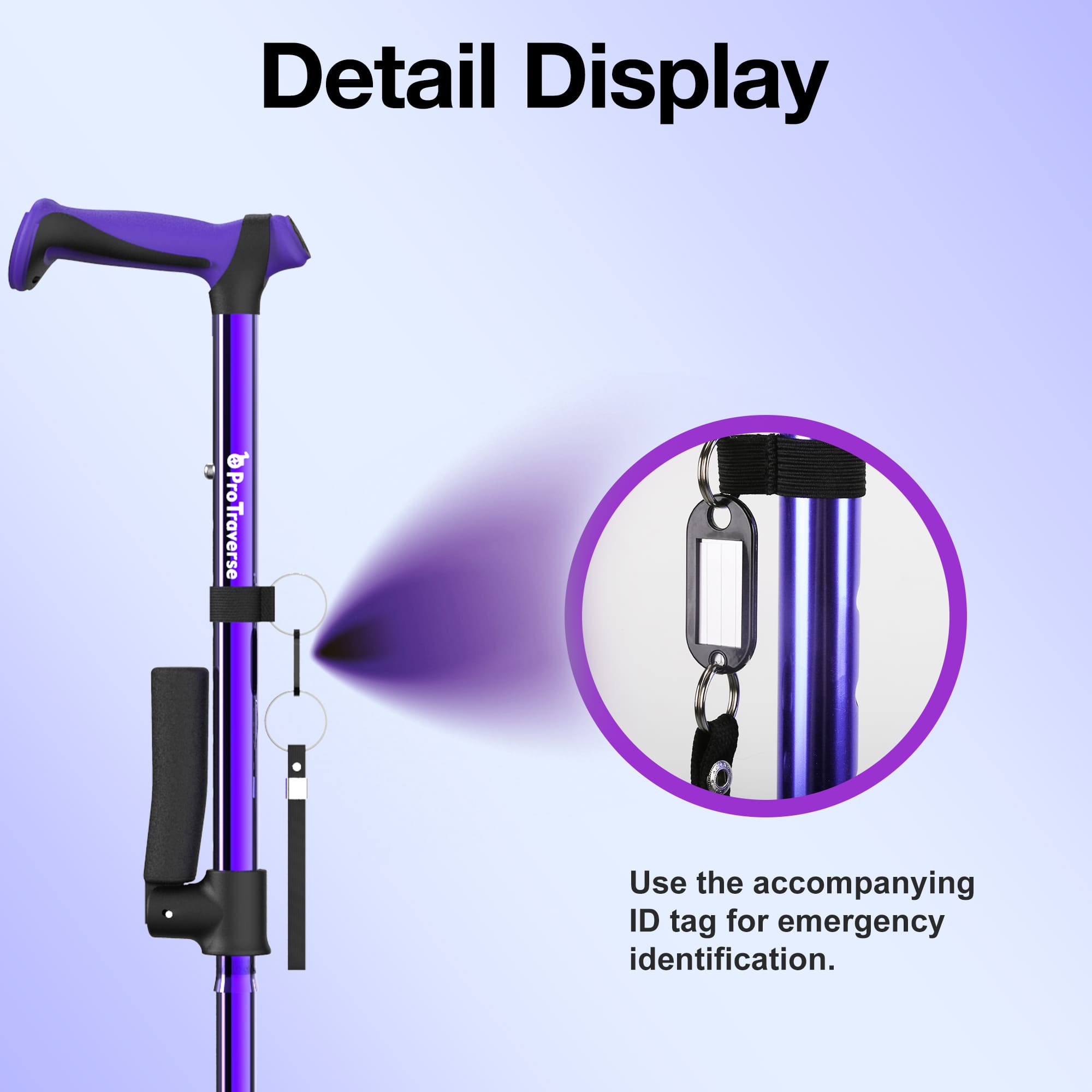 folded walking cane in bag