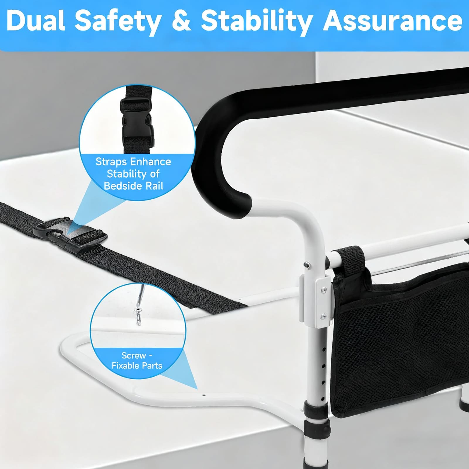 bed rail with safety belt#hh30
