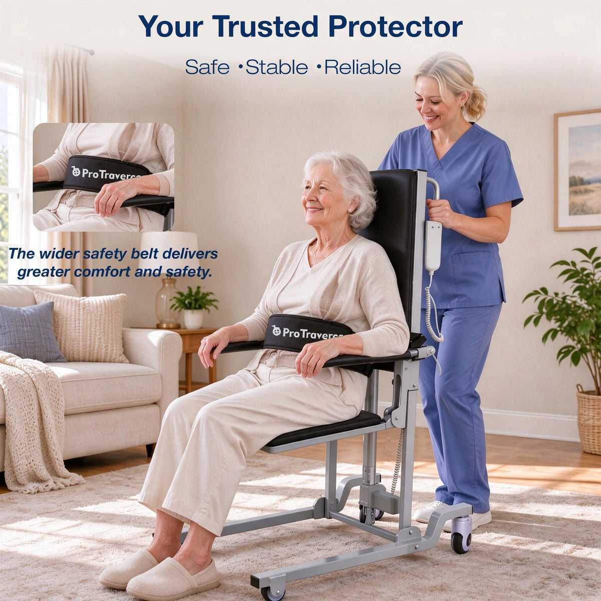 Standing assist lift for patient transfer routines#SAL06_black