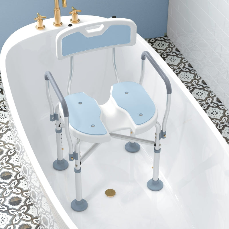 Height Adjustable Shower Chair with Padded Cut-Out Seat