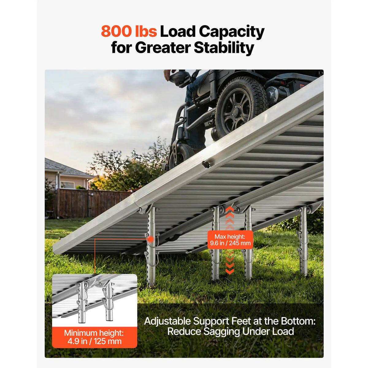 Portable Wheelchair Ramp for Easier Home Entry, 7FT Folding Design