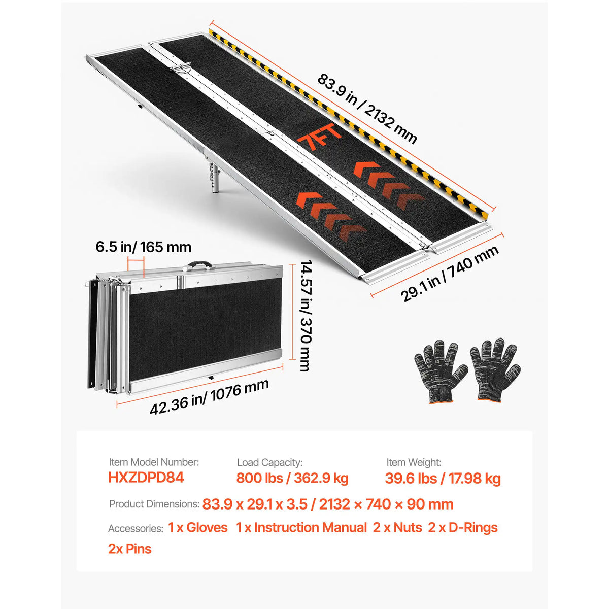Portable Wheelchair Ramp for Easier Home Entry, 7FT Folding Design