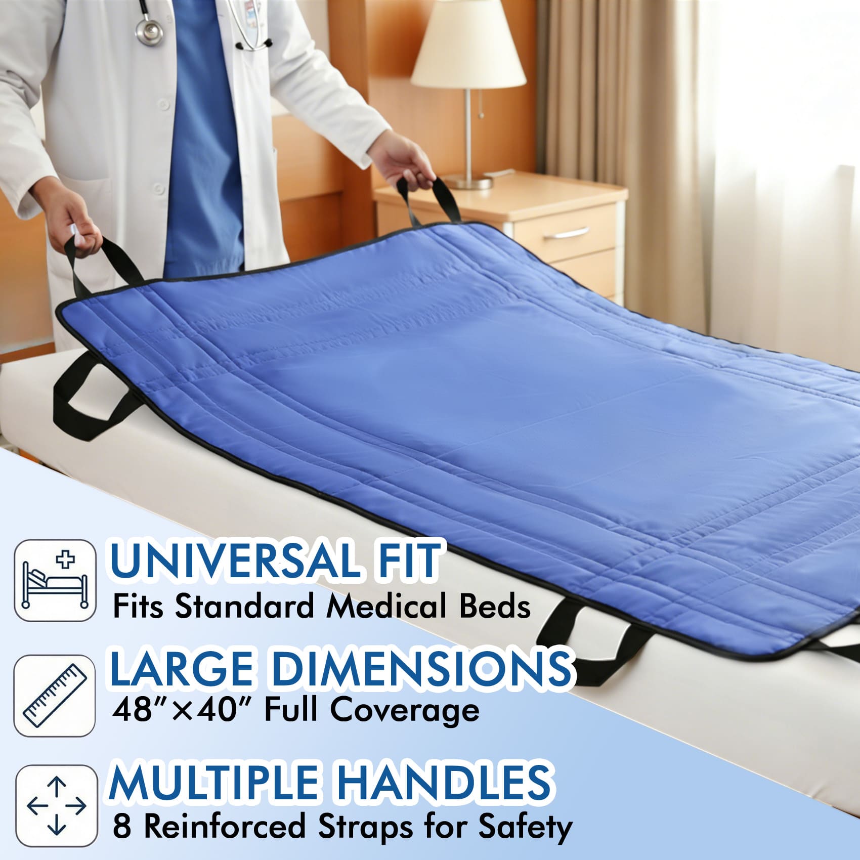 patient aid positioning bed pad with handles