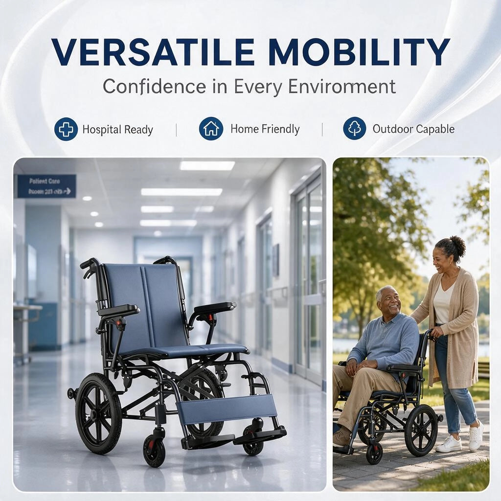 Foldable Transport Wheelchair for Easy Everyday Mobility