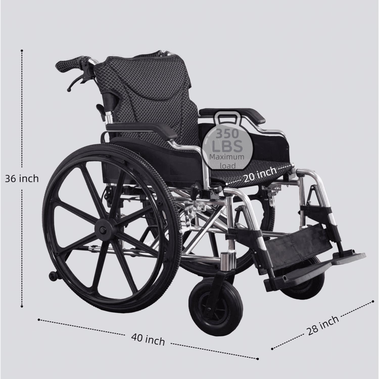 ProTraverse Lightweight Foldable Wheelchair for Adults & Seniors – 220 lbs Capacity