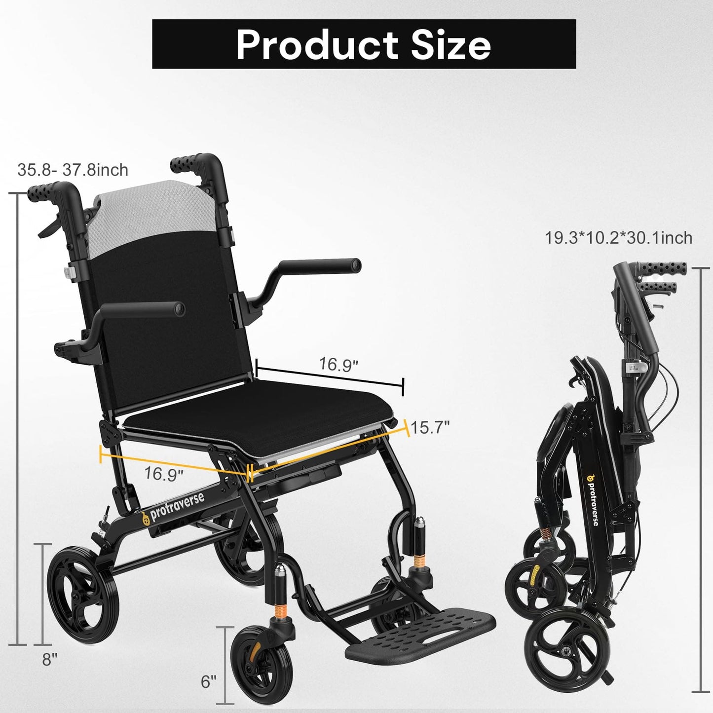 Foldable Ultra-Light Travel Wheelchair for Elderly with Telescopic Handle