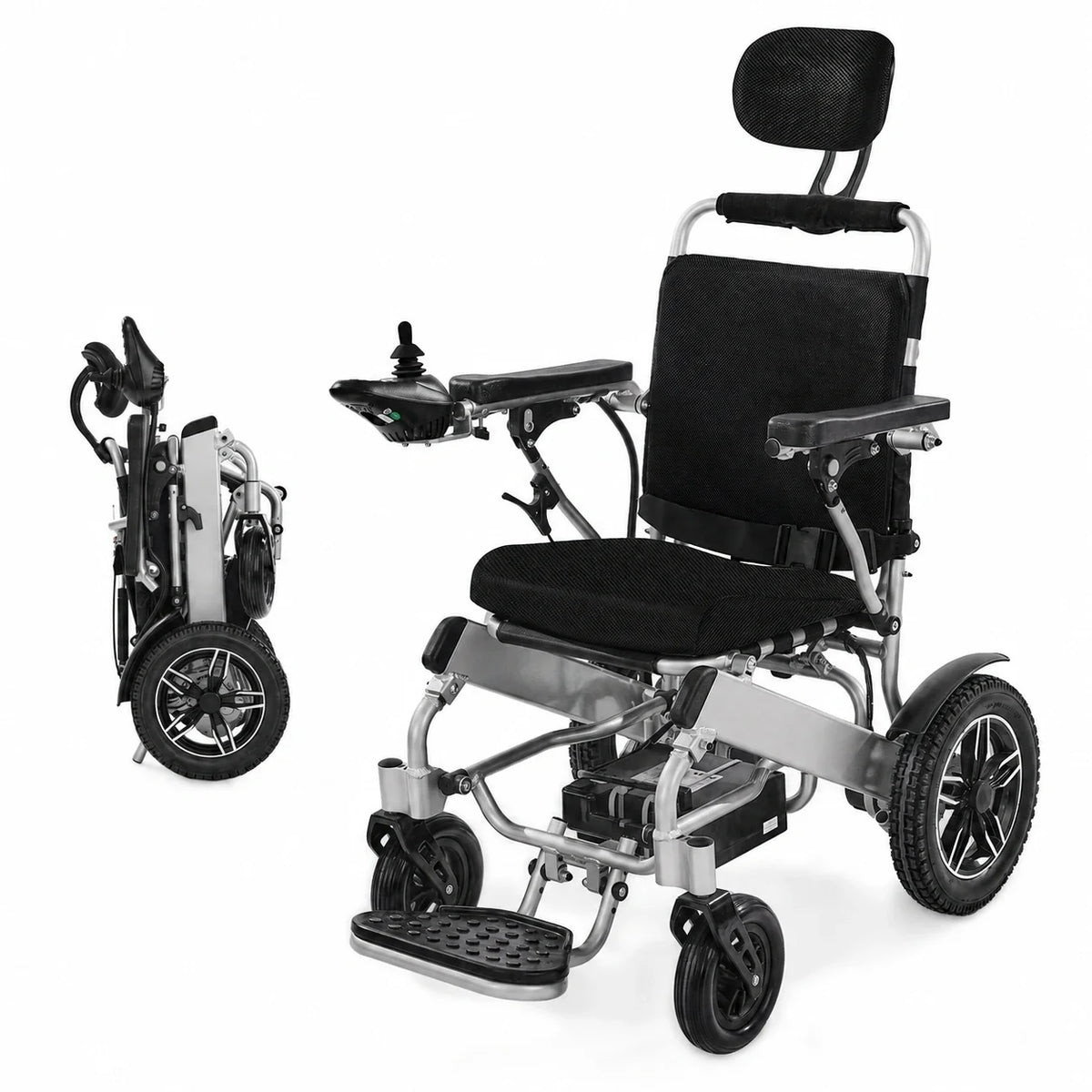 foldable electric wheelchair for adults with lightweight aluminum alloy frame