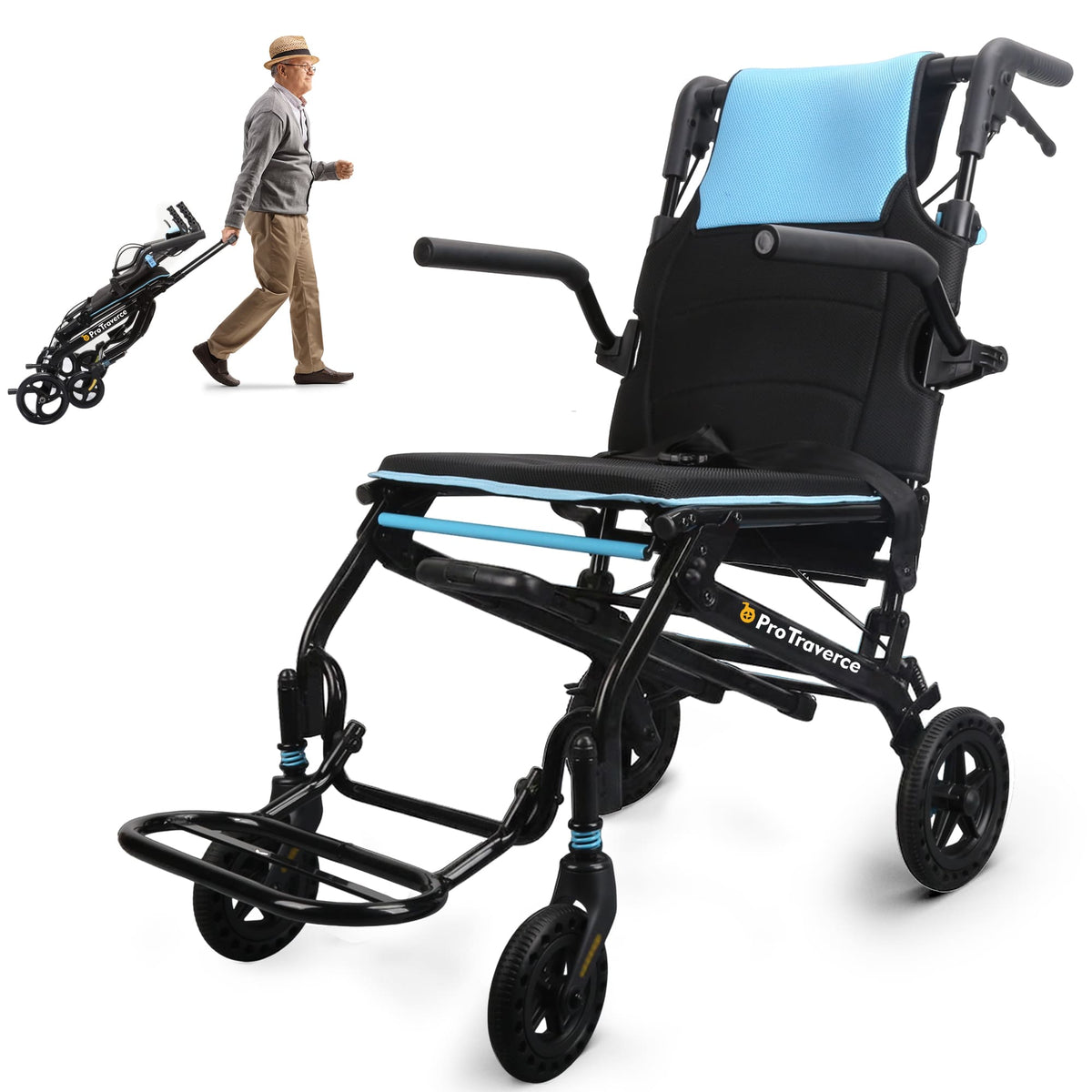 Ultra-Lightweight Portable Transport Wheelchair for Adults