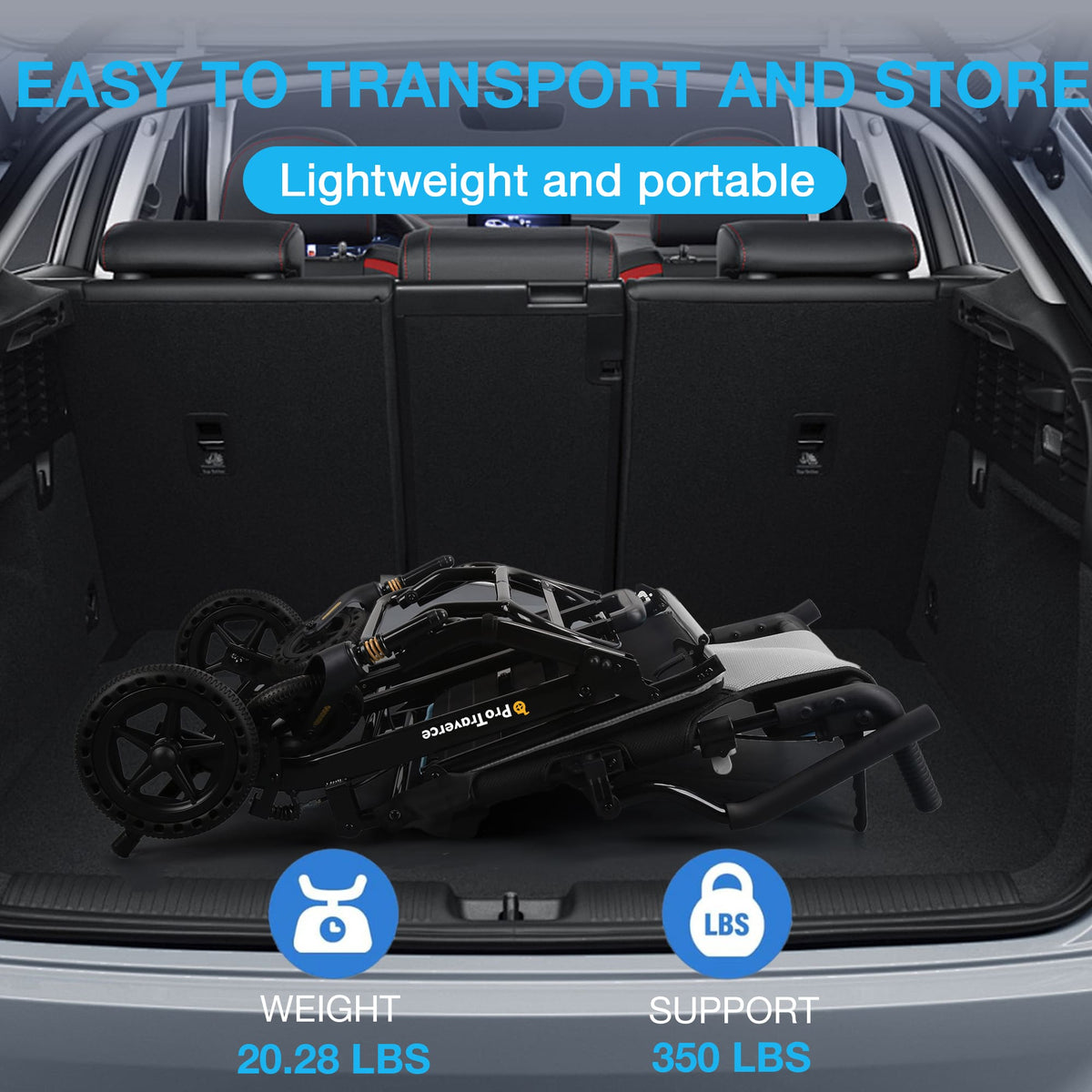 Ultra-Lightweight Portable Transport Wheelchair for Adults