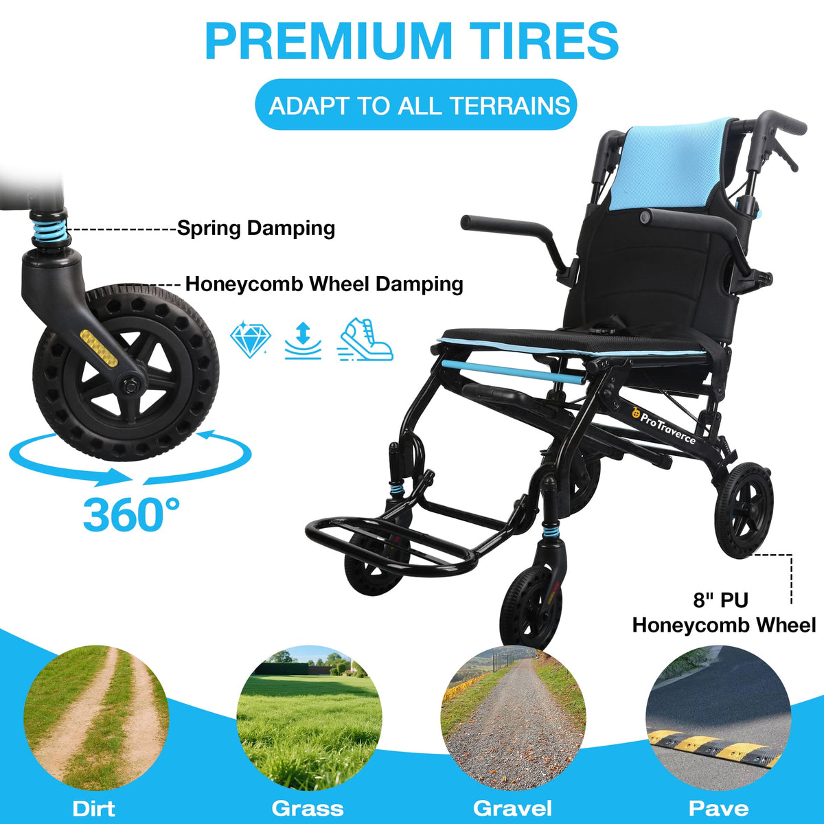 Ultra-Lightweight Portable Transport Wheelchair for Adults