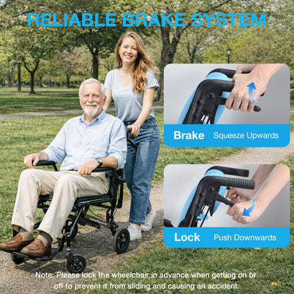 Ultra-Lightweight Portable Transport Wheelchair for Adults
