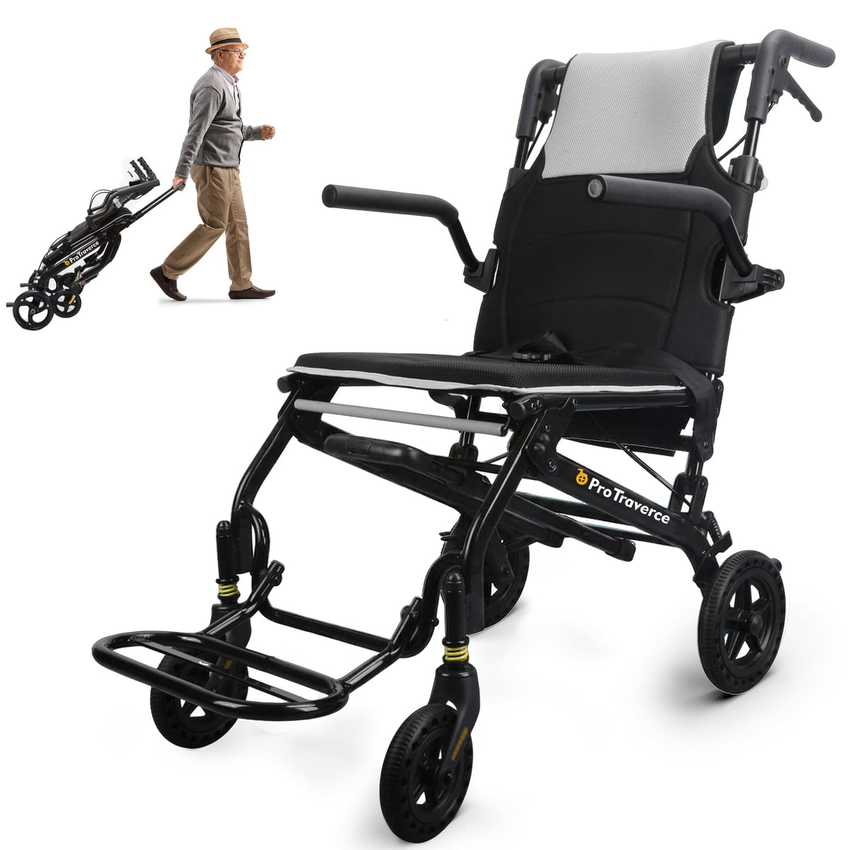 Ultra-Lightweight Portable Transport Wheelchair for Adults