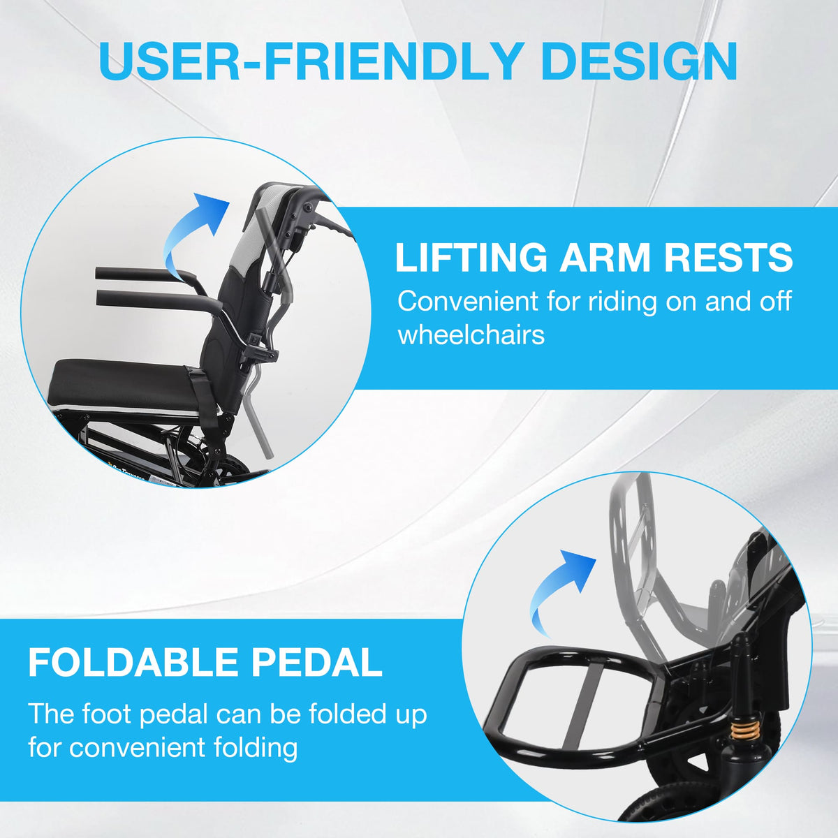 Ultra-Lightweight Portable Transport Wheelchair for Adults