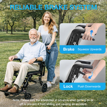 Ultra-Lightweight Portable Transport Wheelchair for Adults