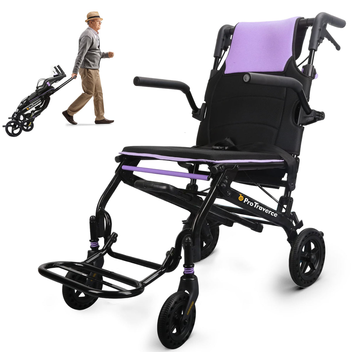 Ultra-Lightweight Portable Transport Wheelchair for Adults