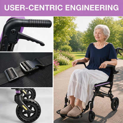 Ultra-Lightweight Portable Transport Wheelchair for Adults