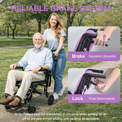 Ultra-Lightweight Portable Transport Wheelchair for Adults